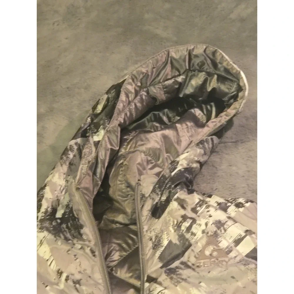 GERRY Reversible Puffer Vest Women's Large L Gray Black Abstract Hooded Packable